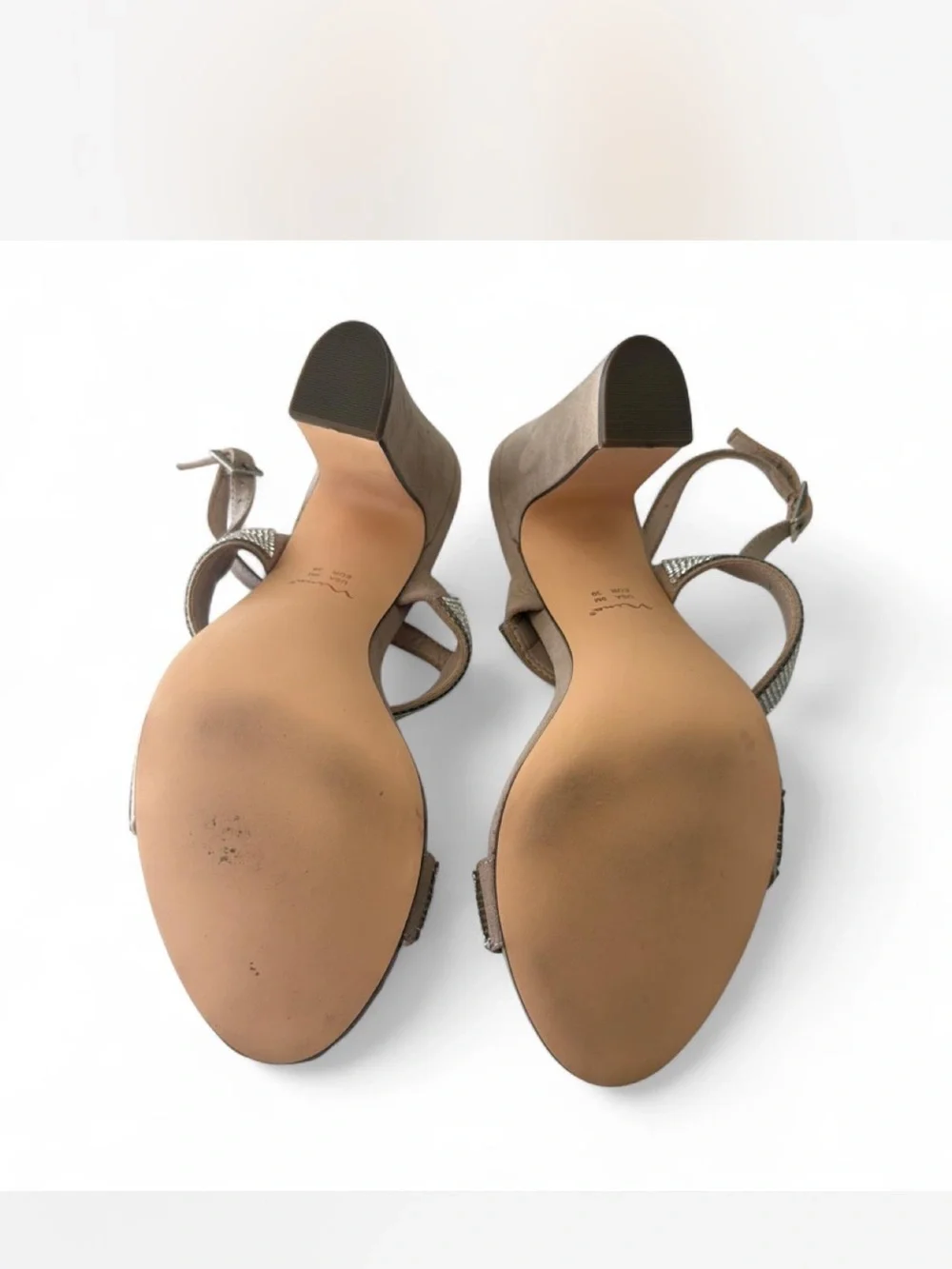 Nina Embellished Nude Strappy Heals with Rhinestone size 9
